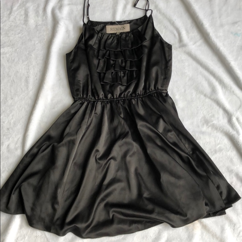 Black ruffled mini cocktail dress
